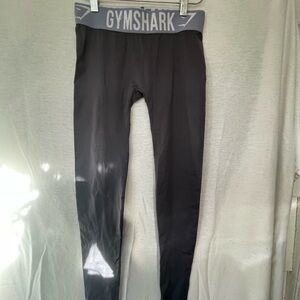 GYM SHARK LEGGINGS Flex High Waisted Dark GRAY w/LOGO WAISTBAND sz XS